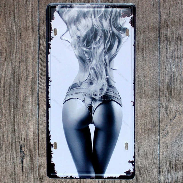 Retro Girl License Plates Pin Up Poster Vintage Metal Tin Signs Pinup Wall Decoration Bar Pub Club Decorative Home Decor 15X30Cm | Дом и сад