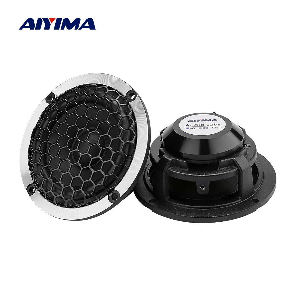 AIYIMA 2Pc 3Inch 4 8 Ohm 15W Midrange Speaker Wool Basin Aluminum Frame Car Loudspeaker Home Theater Full Range Speaker With Net