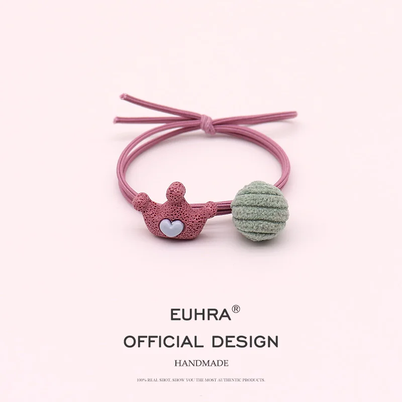 EUHRA, 5 цветов, Императорская корона, вельветовый шарик, эластичный браслет, резинки для волос для женщин и девочек, резинка для волос, Детские аксессуары для волос - Цвет: Color C