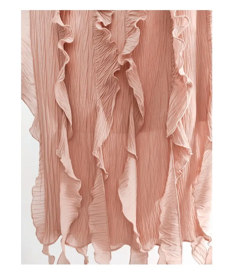 

HOT SELLING Miyake fashion fold pure color twill skirt design waist Fungus Solid skirt IN STOCK