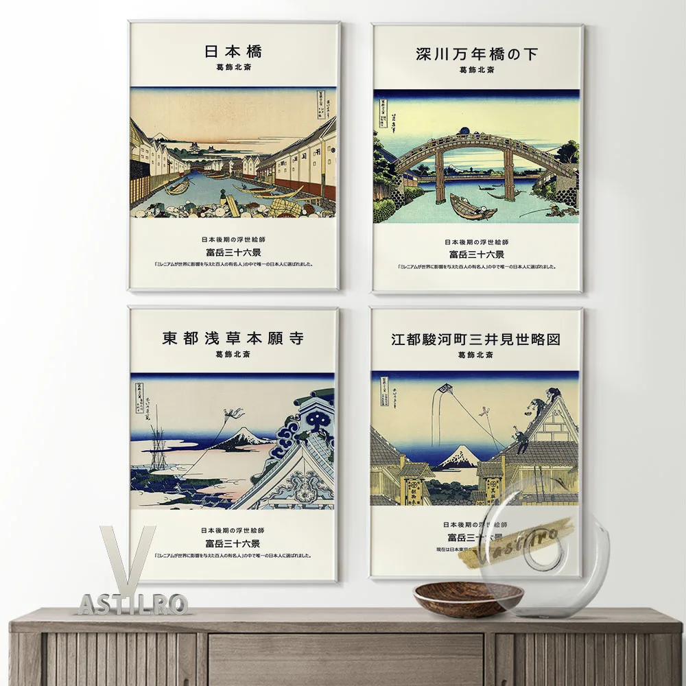 

Katsushika Hokusai Japanese Woodblock Wall Art Prints Poster Toto Asakusa Honganji Canvas Painting Gift Home Decor Wall Picture