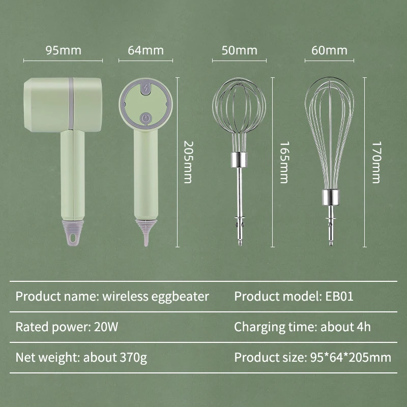 

YDEAPI Wireless Electric Whisk Household Mini Butter Automatic Whistling Cake Baking Hand-held Rechargeable Mixer