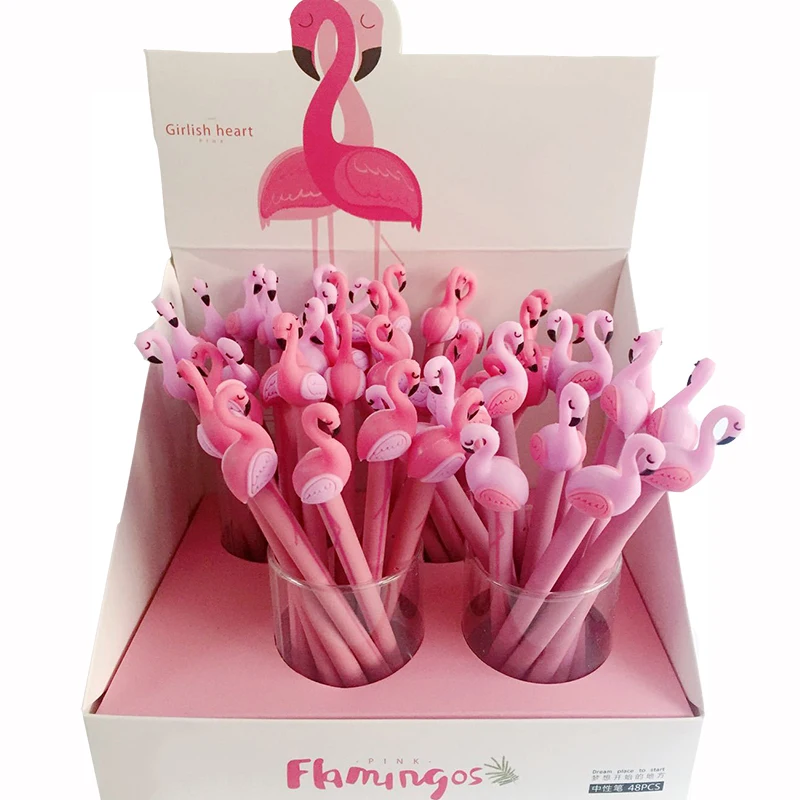 4 шт./лот детские розовые гелевые ручки с фламинго 0 5 мм черные чернила кавайные