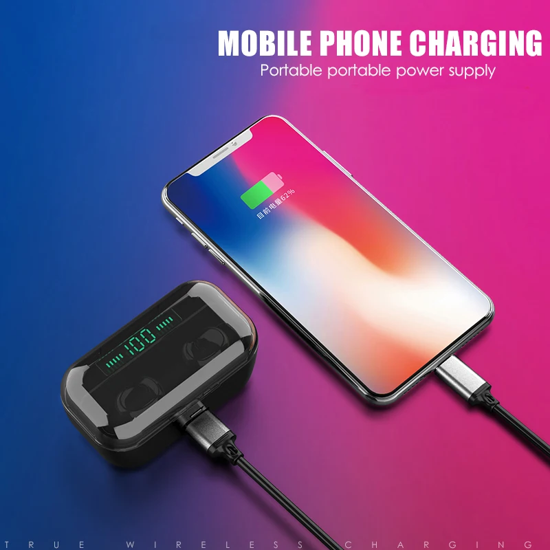 G6S TWS Bluetooth наушники светодиодный цифровой дисплей Быстрая Беспроводная зарядка гарнитура бинауральный микрофон стерео беспроводные наушники