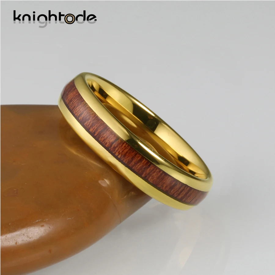 6 мм золото Вольфрам Карбидное кольцо деревянный декор обручальное для Для