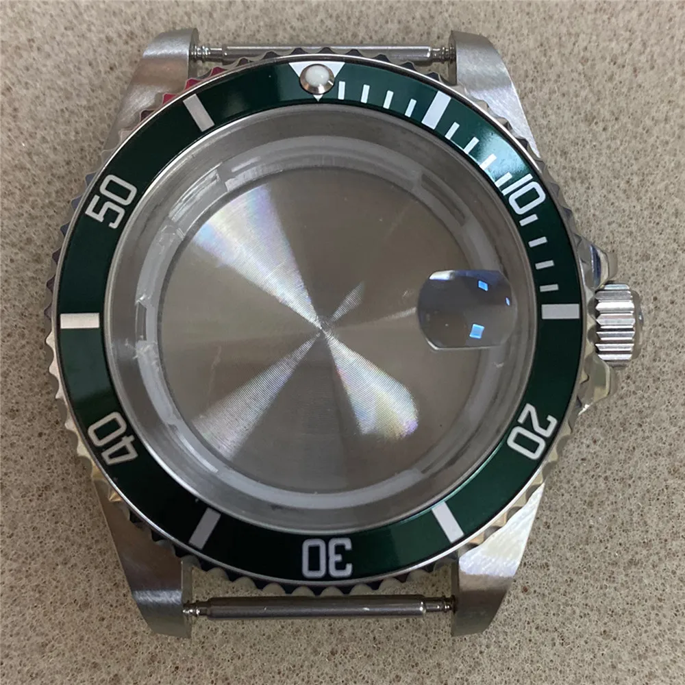 40MM Stainless Steel Watch Case Aluminum Ring Sapphire Glass Case for Miyota 8215/821A for Mingzhu 2813/3804 Watch Movement