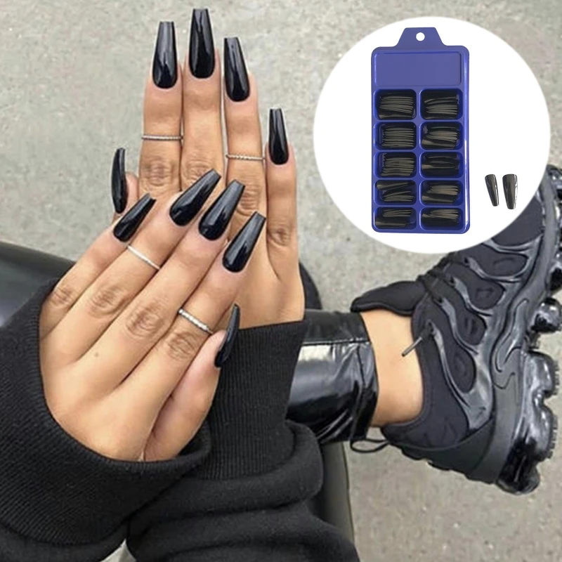 100 шт. сплошной Карамельный цвет полное покрытие гроб накладные поддельные ногти