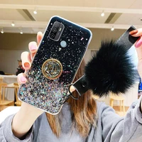 glitter bling case for realme x7 7 pro 7i c17 c11 c12 c15 case ring holder cover for oppo a52 a72 a92 a15 f17 reno 4 pro se 4f