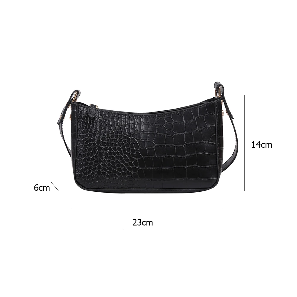 

Fashion Alligator PU Leather Women Handbag Vintage Simple Solid Small Underarm Shoulder Bags Female Travel Totes Purse