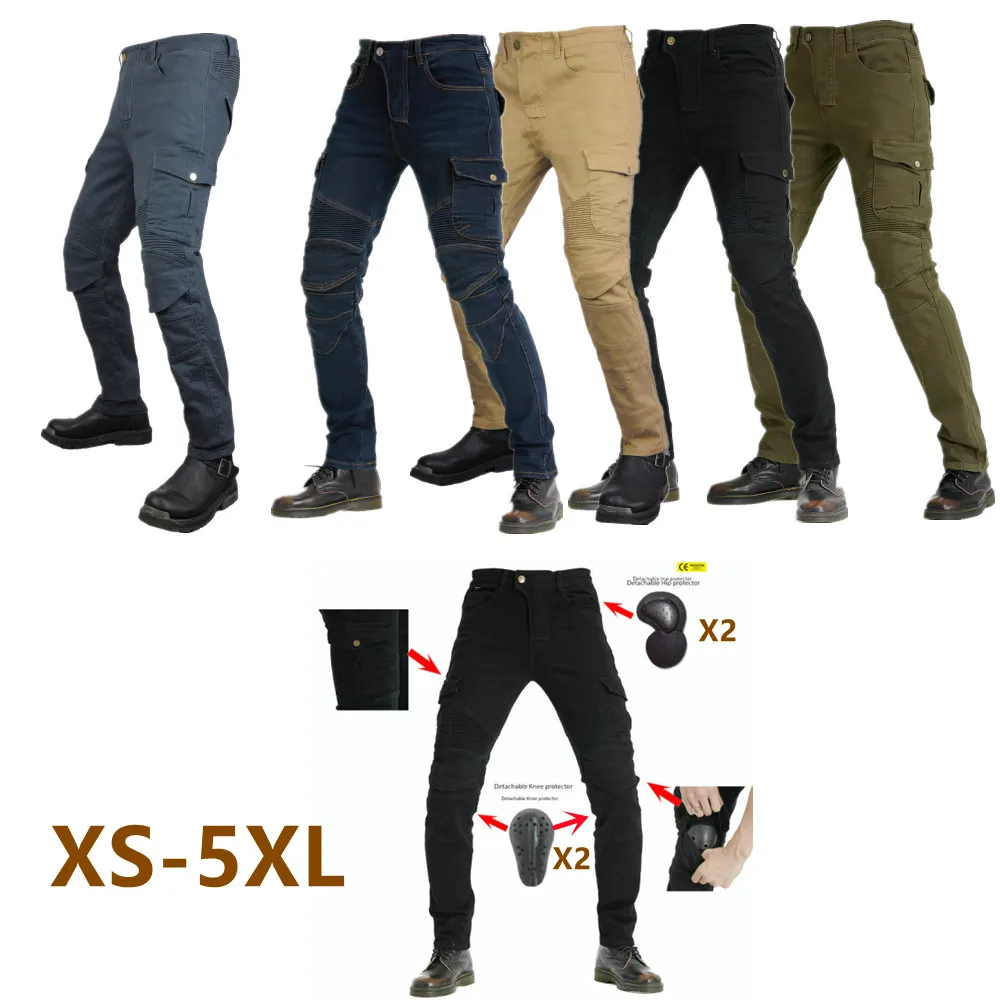 2022 Motorcycle Men Riding Leisure Pants Outdoor Jeans With Obscure Protective Equipment Knee Protection Pads 4 Season Men Jeans