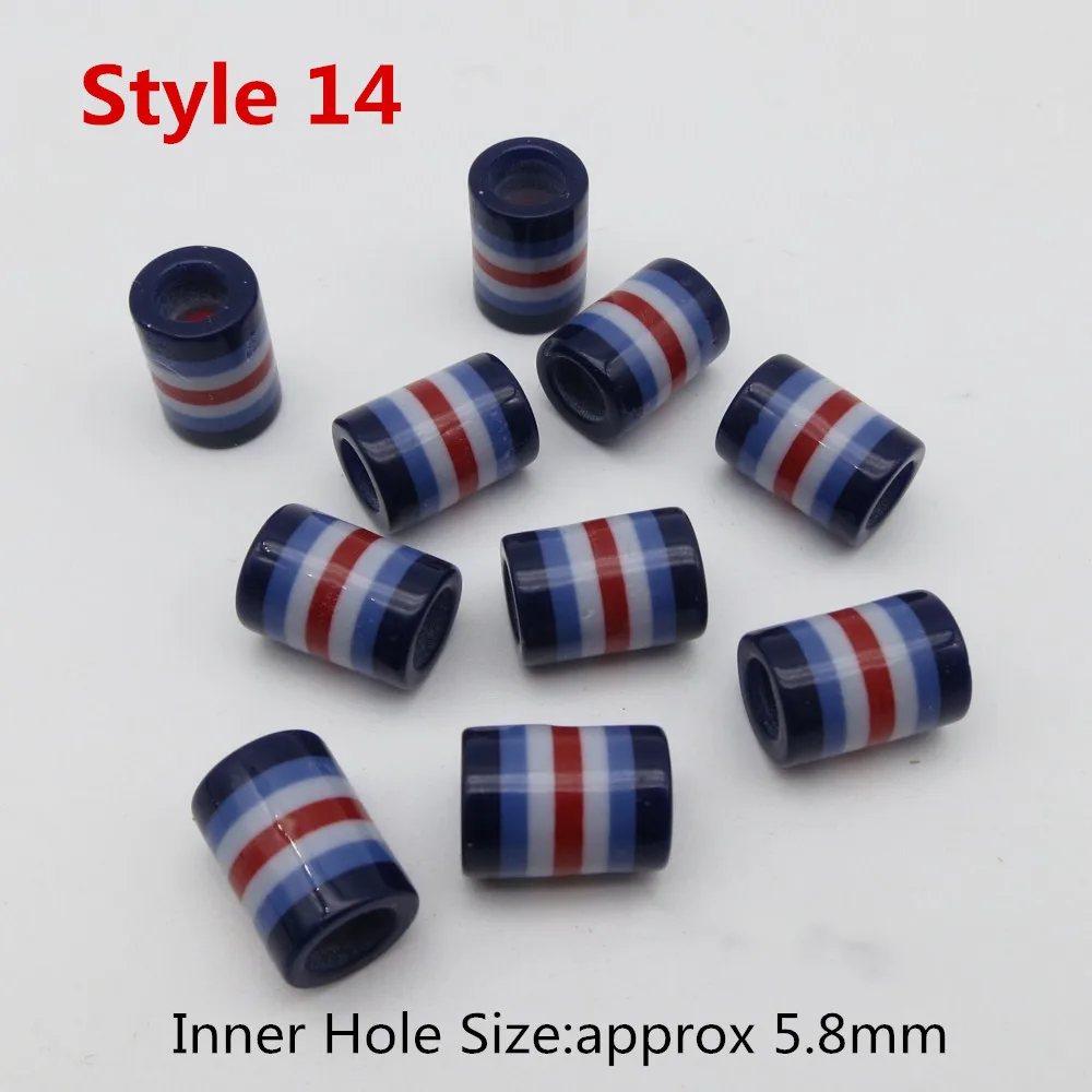10pcs style 14 10 шт./лот, вязанные крючком косички для детей и женщин, разноцветные косички для волос, дредлок, бусины, кольца, трубка, около 6 мм, отверстие для волос, аксессуары - Цвет: 10pcs style 14
