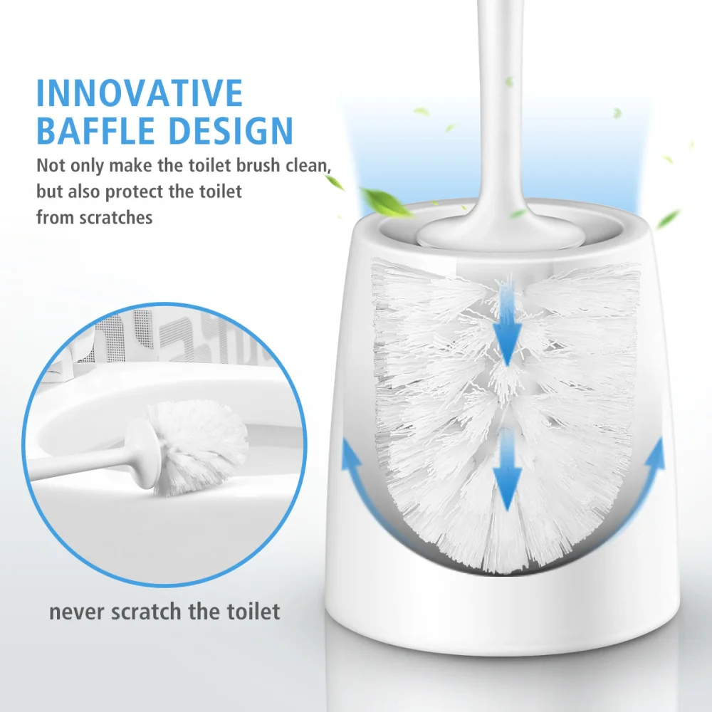 

HOMEMAXS 2PCS Toilet Brushs With Holder Good Grip Toilet Bowl Cleaner Brush Set for Lavotary Bathroom(White)