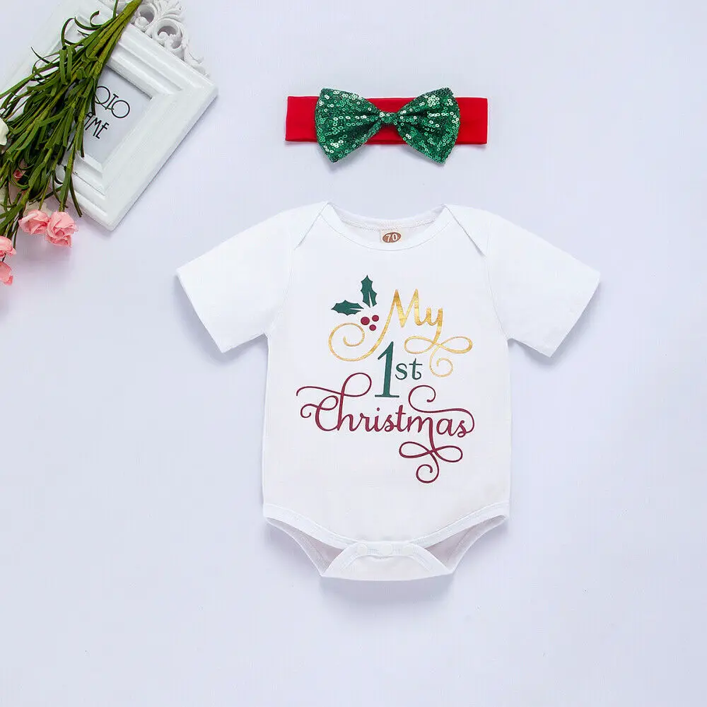 Рождественская Одежда My 1st из 3 предметов для новорожденных девочек комбинезон +