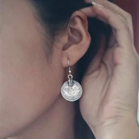 bohemian round silver earrings simple fashion street hip hop gold tassel earrings wedding bride earrings