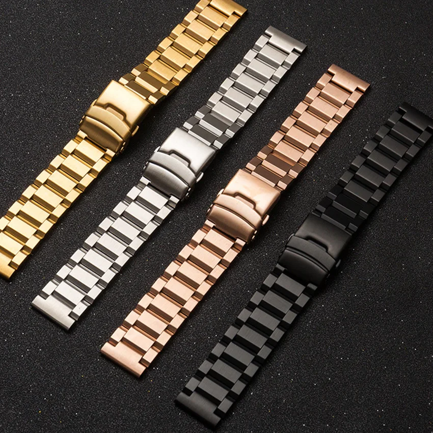 18mm 19mm 20mm 21mm 22MM 23mm 24mm 25mm Stainless Steel Strap Metal Watch Band Link Bracelet Watchband Black Silver Rose Gold