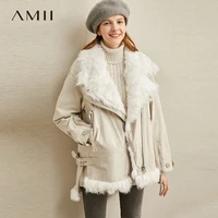 amii minimalist wool fur coat winter women lapel zipper solid female thick jackets 11920269