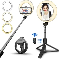 wireless bluetooth selfie stick foldable handheld remote shutter tripod with 5inch led ring photography light for android ios