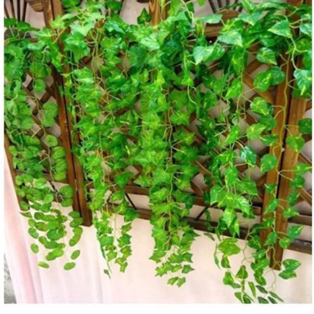 

Artificial Ivy green Fake Leaves Wall Hanging Green Sweet Potato 1.8M Leaf Vines Wedding Garland Plant Vine Foliage Home Decor