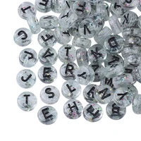 200pcs 7mm clear mixed letters acrylic beads shiny round flat loose spacer beads for jewelry making diy bracelet accessories