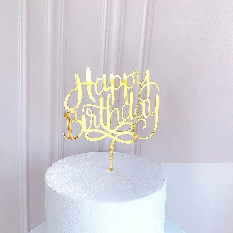 

New Acrylic Happy Birthday Cake Topper Baby Shower Kids Birthday Party Favors Cake Decorating Tools Supplies Cake Toppers