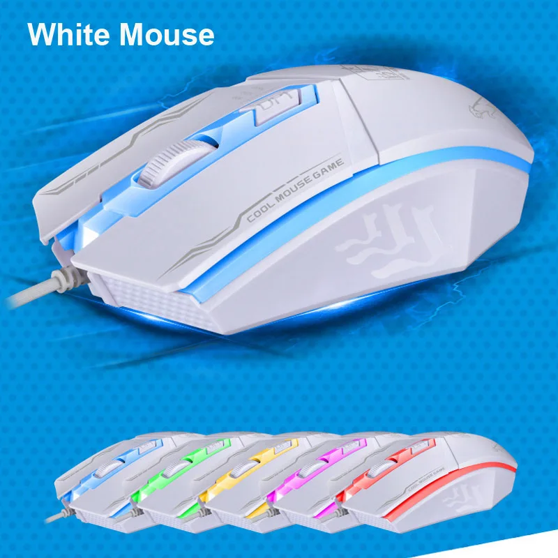 White Gaming Mouse Проводная игровая клавиатура мышь combo USB мыши гибкий полихроматический светодиодный свет компьютерная Механическая Подсветка - Цвет: White Gaming Mouse