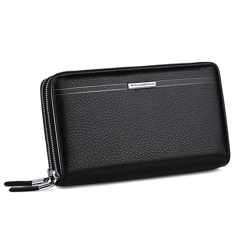 Сумка-клатч WilliamPOLO Мужская из натуральной кожи с двойной молнией | Багаж и сумки