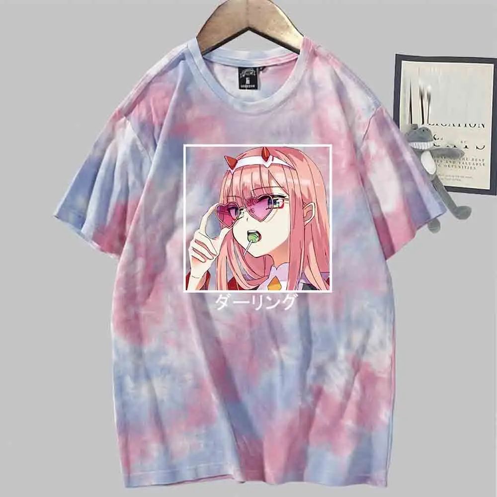 

Darling in the Franxx Anime Harajuku Zero TWO Young Beauty Girl Print T Shirt Women Aesthetic Tie-dye Tee Ulzzang Tops Female