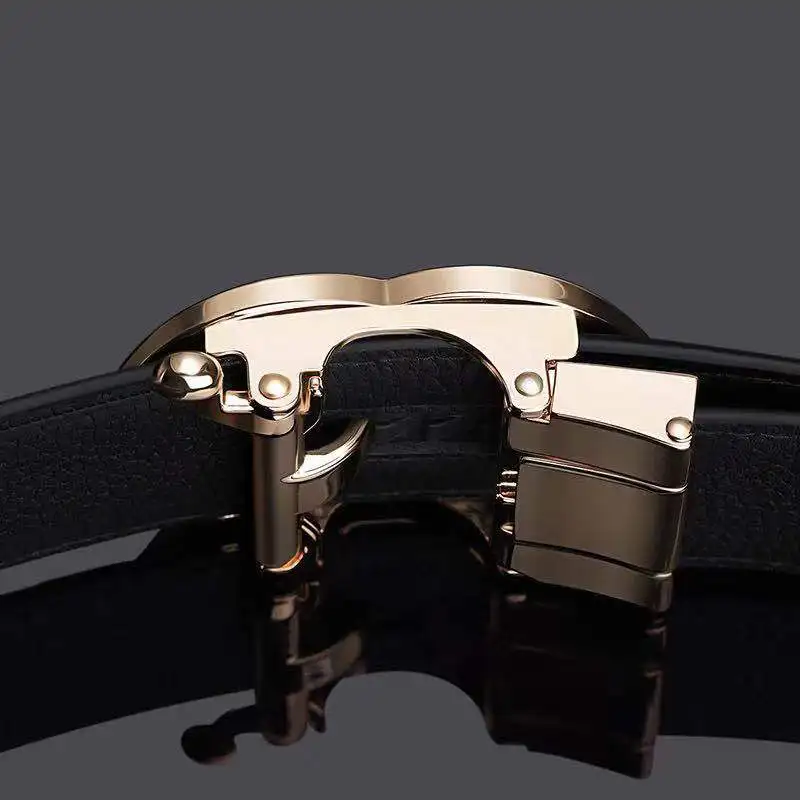 

Genuine Leather Men's Belt, Leather Belt with Automatic Gold Buckle Designer Belt Gifts