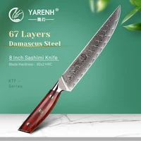 yarenh 8 inch sushi knife 67 layers damascus high carbon steel kitchen chef knife utility sashimi meat slicing cooking tools