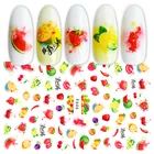 Наклейки для дизайна ногтей, Летние фрукты, переводные наклейки лимон, клубника, арбуз, милые Слайдеры для ногтей, декоративная фольга