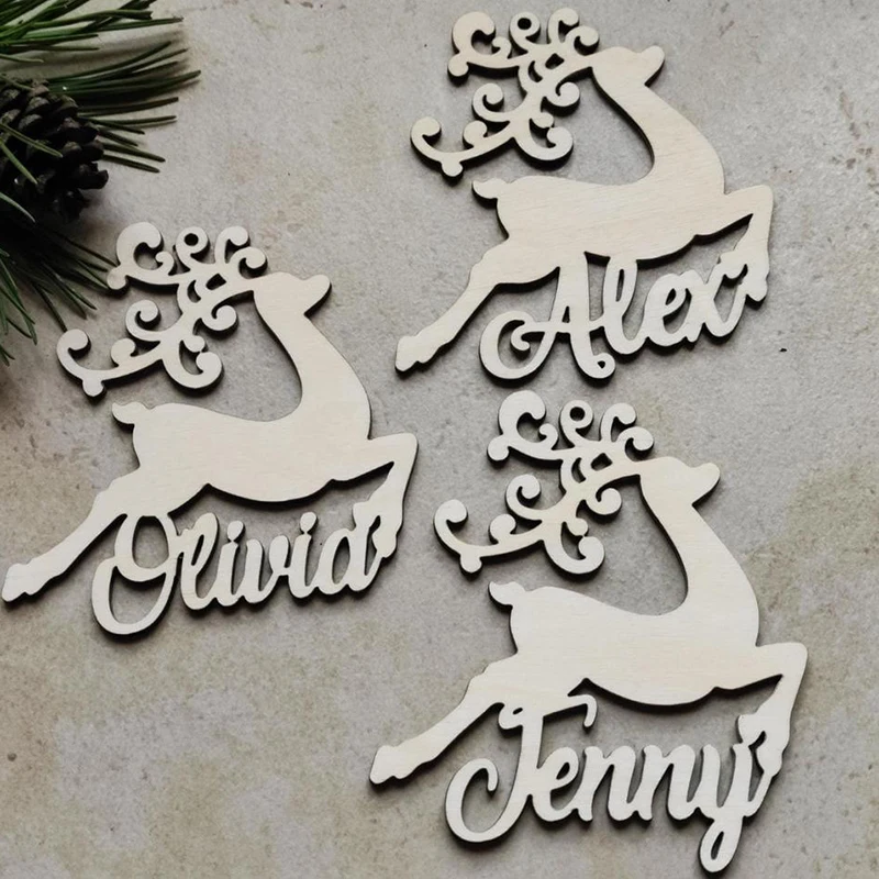 

Personalized Deer Christmas Decoration Wooden Custom Deer Name Gift Gift Tag
