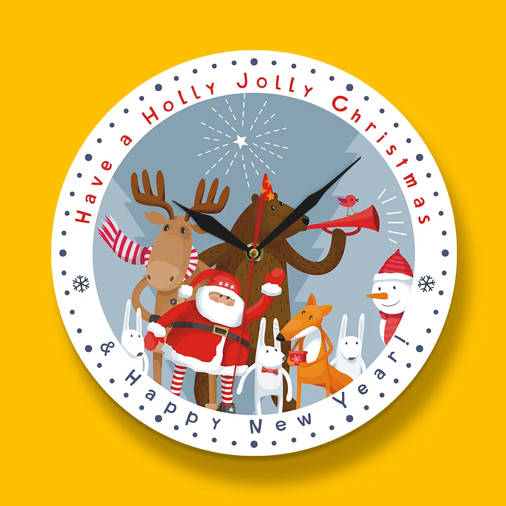 Счастливого Рождества Праздник времени современные настенные часы домашний