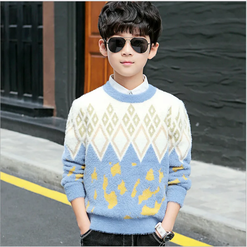 

2020 Autumn Winter New baby boy sweater geometric pattern knitted kids sweaters stylish warm Toddler coats infant boys clothing