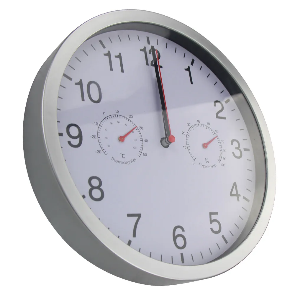 

[cross border hot money] 10 inch living room wall clock plastic quartz clock Thermohygrometer clock
