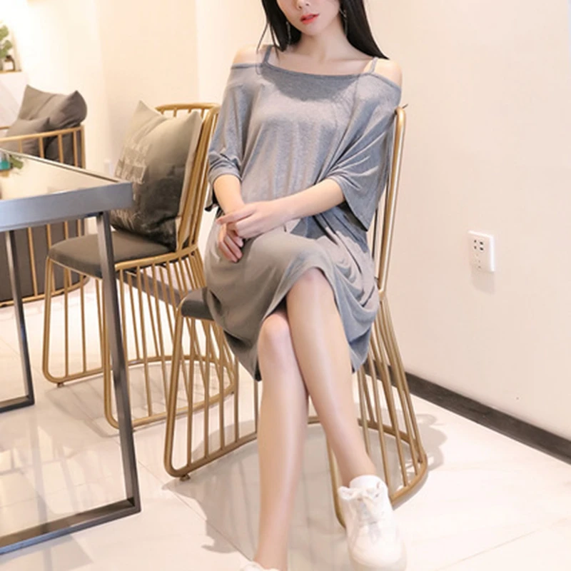 Ночная рубашка летняя хлопковая свободная Пижама большого размера толстые мм