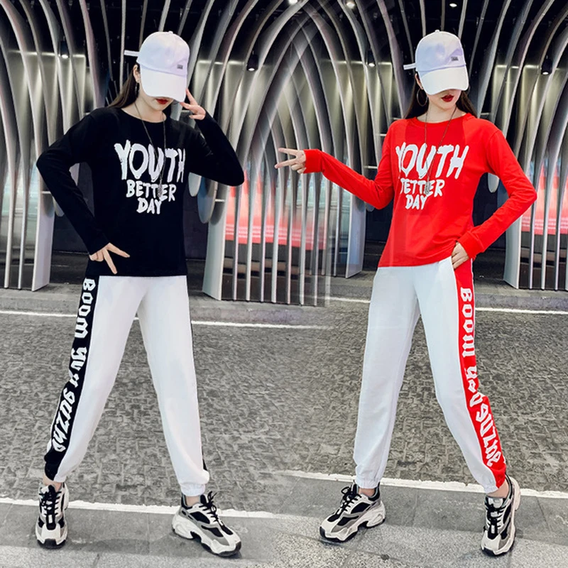 Новинка 2020 костюмы для старшей школы в стиле хип хоп футболка с длинным рукавом +