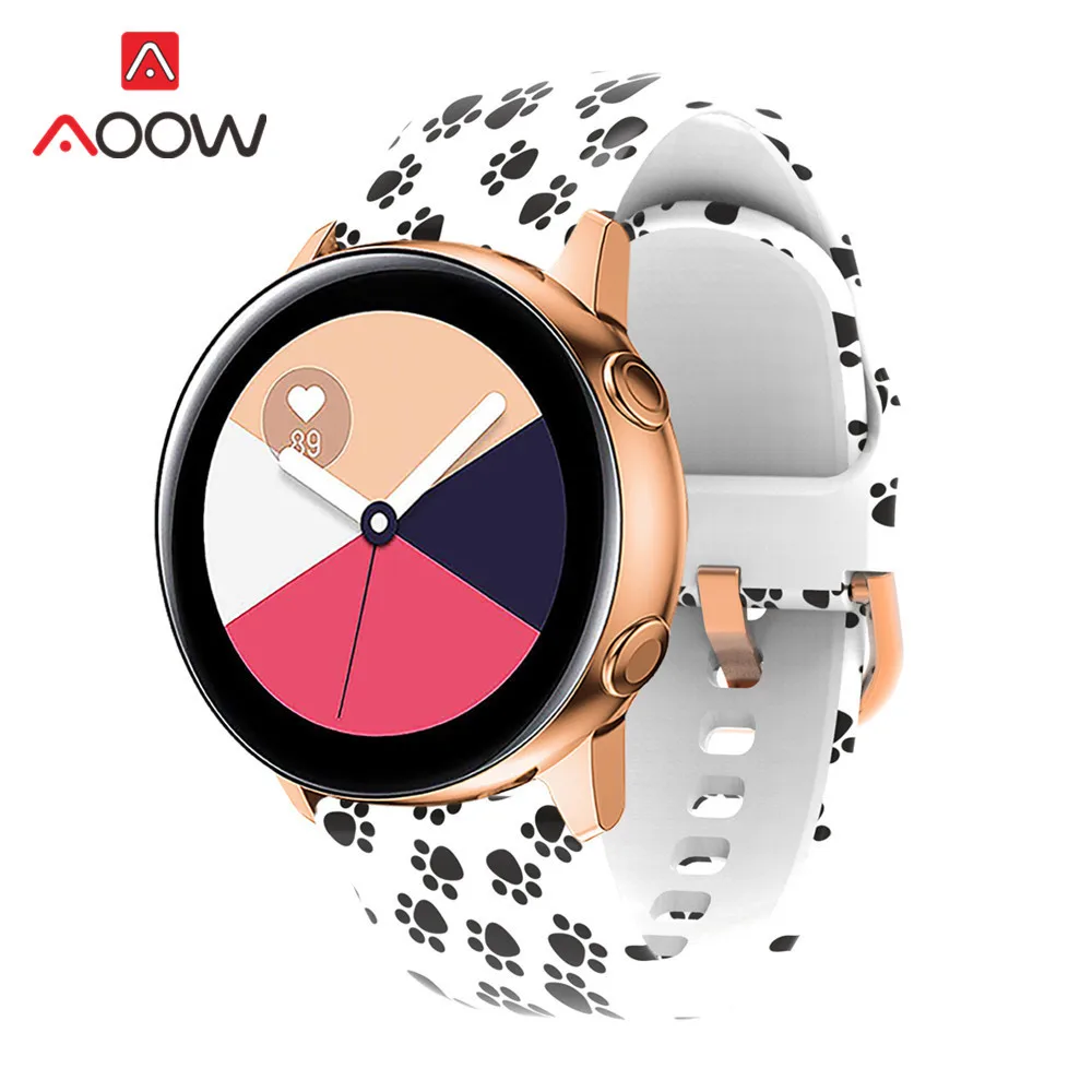 20 мм силиконовый ремешок для часов с принтом для samsung Galaxy Watch Active 42 мм gear Sport S2 Garmin Amazfit браслет ремешок Correa