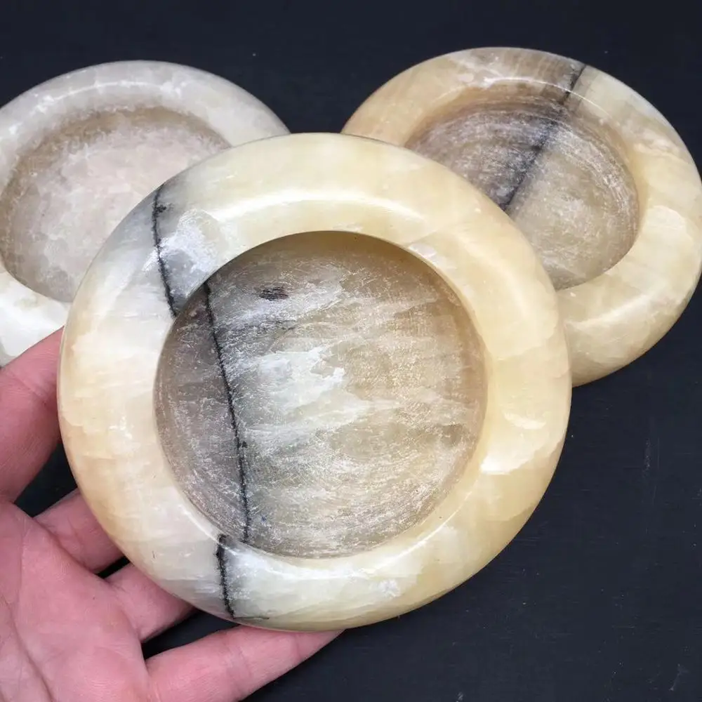 Натуральные камни и кристаллы лечебная желтая Нефритовая пепельница минералы