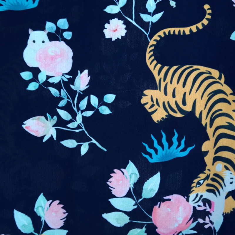 Китайское платье Qipao с принтом темного тигра длинная юбка воротником-стойкой