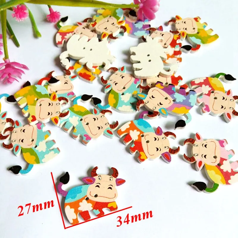 

40pcs Decorative Buttons Wooden Buttons Flatback Scrapbook Mix Button Sewing Accessories Mixed Button 27x34mm 2-Holes 2-Holes