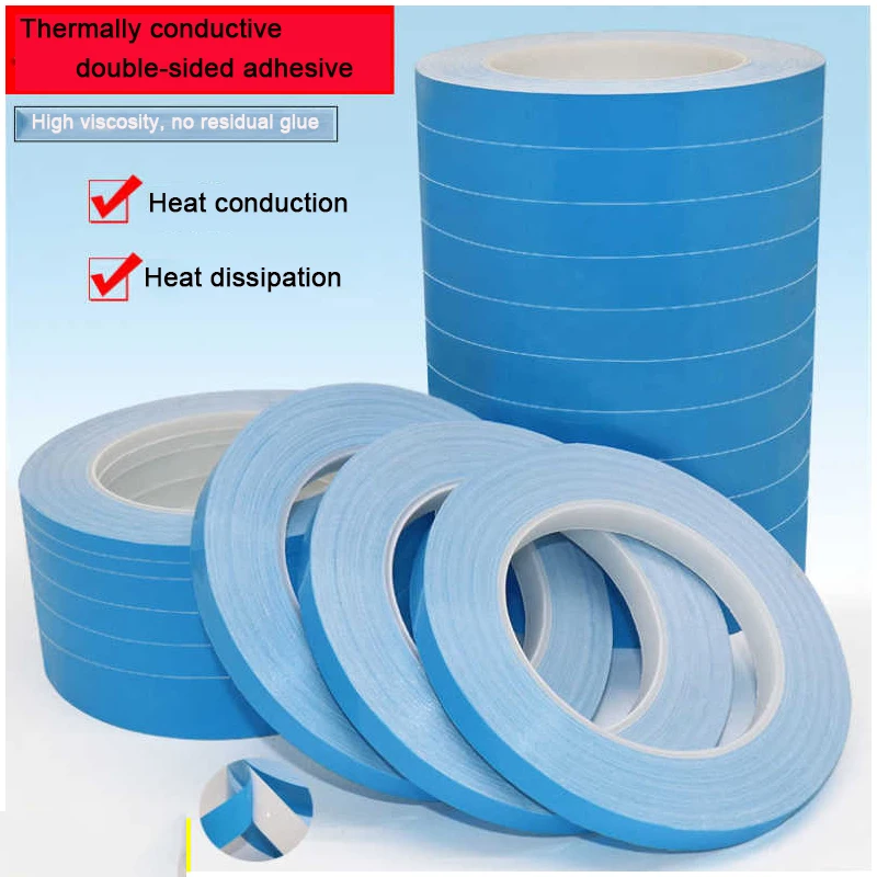 

25meter/Roll 8mm 10mm 12mm 20mm Width Transfer Tape Double Side Thermal Conductive Adhesive Tape for Chip PCB LED Strip Heatsink