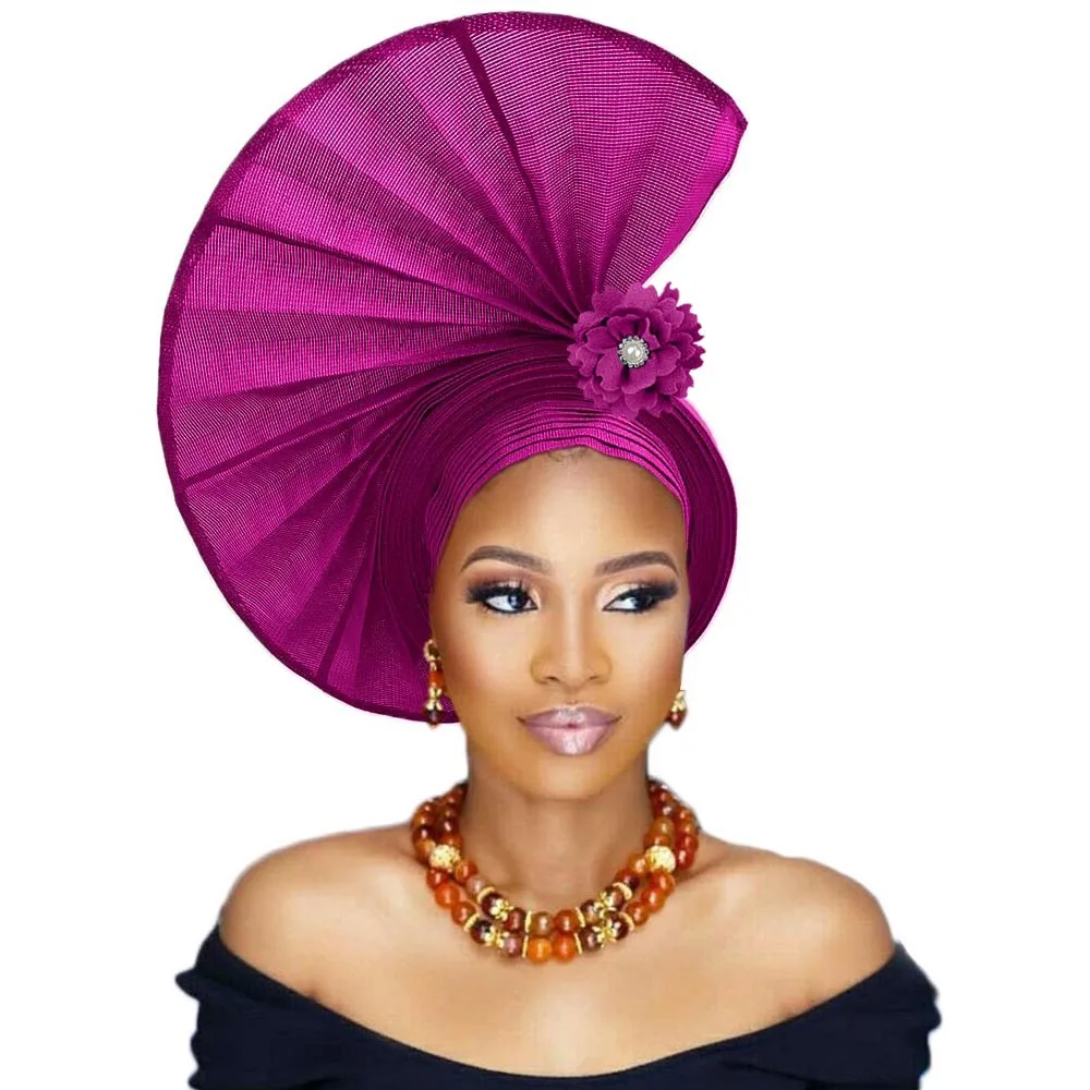Головной убор в африканском стиле для женщин aso oke головной с бусинами и плечами