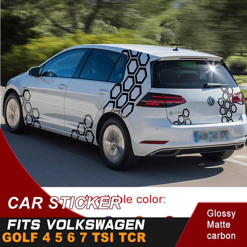 

Car Decals Car Body Polygon Racing Vinyl Graphic Cool Car Decoration Sticker Accessories Fit For VOLKSWAGEN GOLF 4 5 6 7 TSI TCR