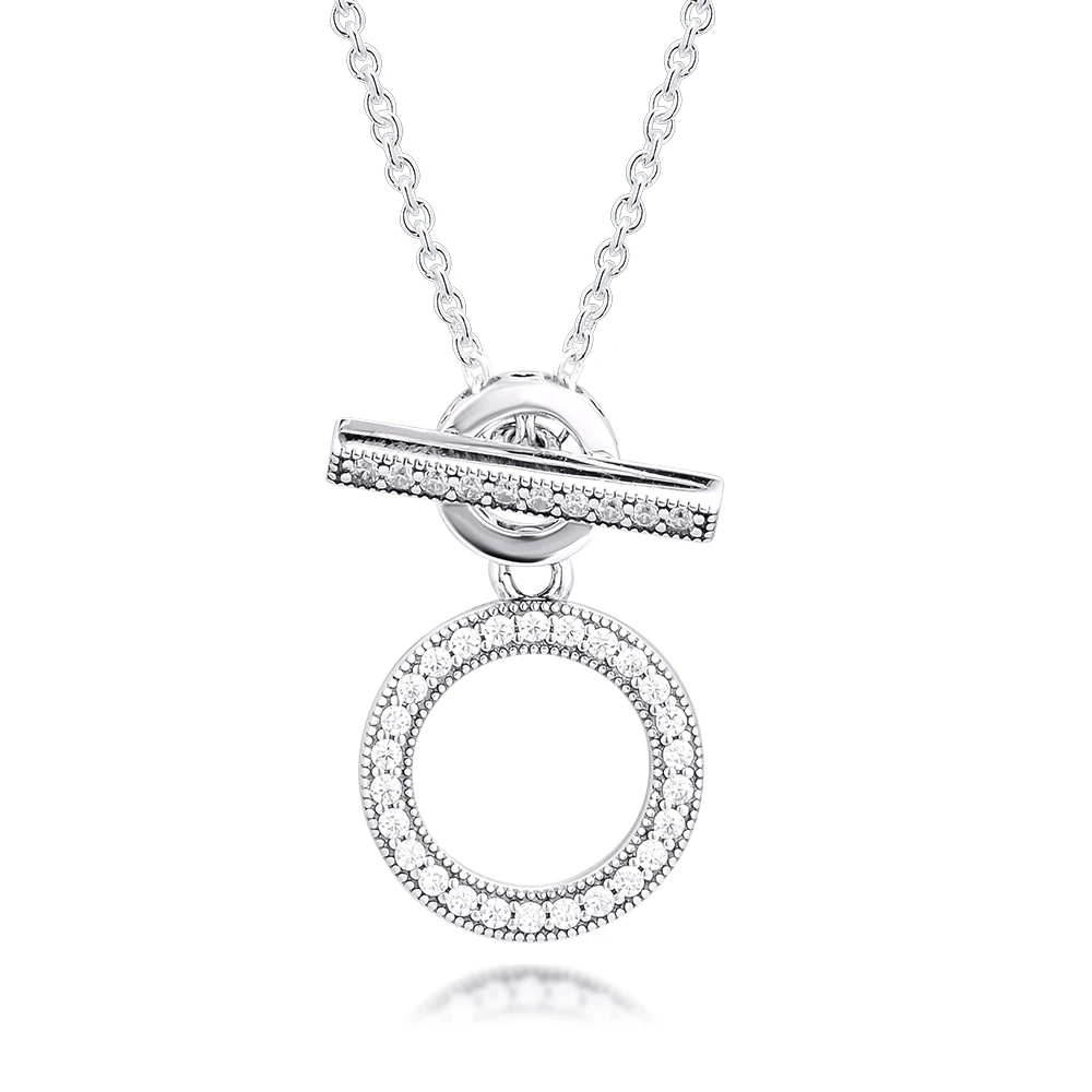 Женское ожерелье из серебра 925 пробы с подвеской-кольцом