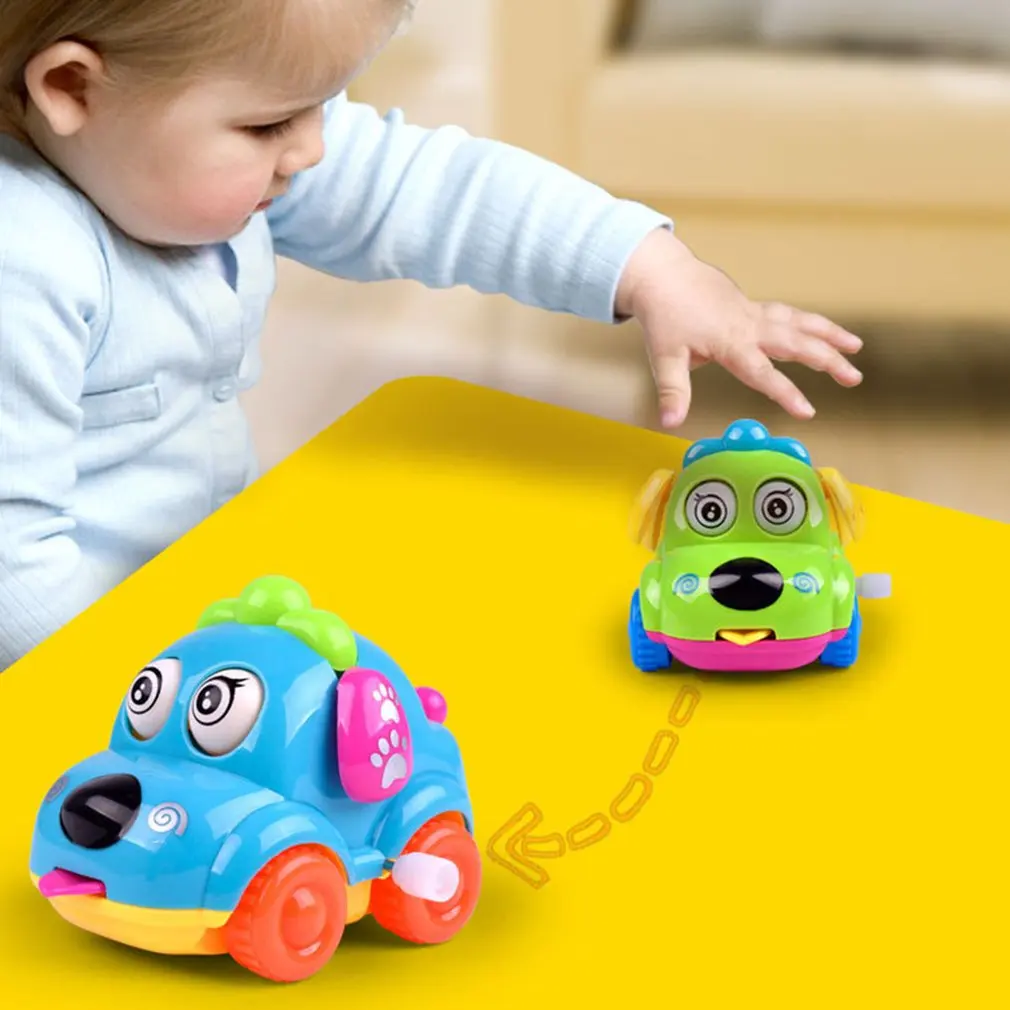 Kawaii милые Мультяшные животные игрушки собаки бегущий автомобиль заводные