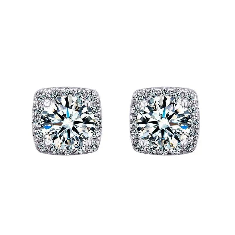 

YOYE 0.5/1.0/2.0ct D Color Moissanite Square Stud Earrings 925 Sterling Silver Simple Earrings Fine Jewelry for Women