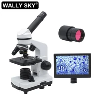 monocular microscope student biological microscope 40x 1600x top bottom led light smartphone clip science experiments tools