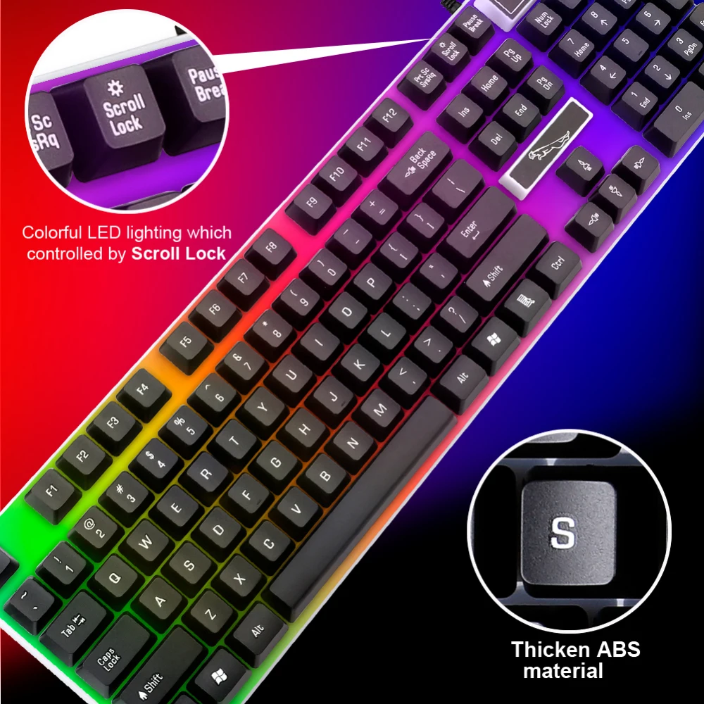 Комплект игровой клавиатуры и мыши светодиодный проводной USB для ПК ноутбуков PS4