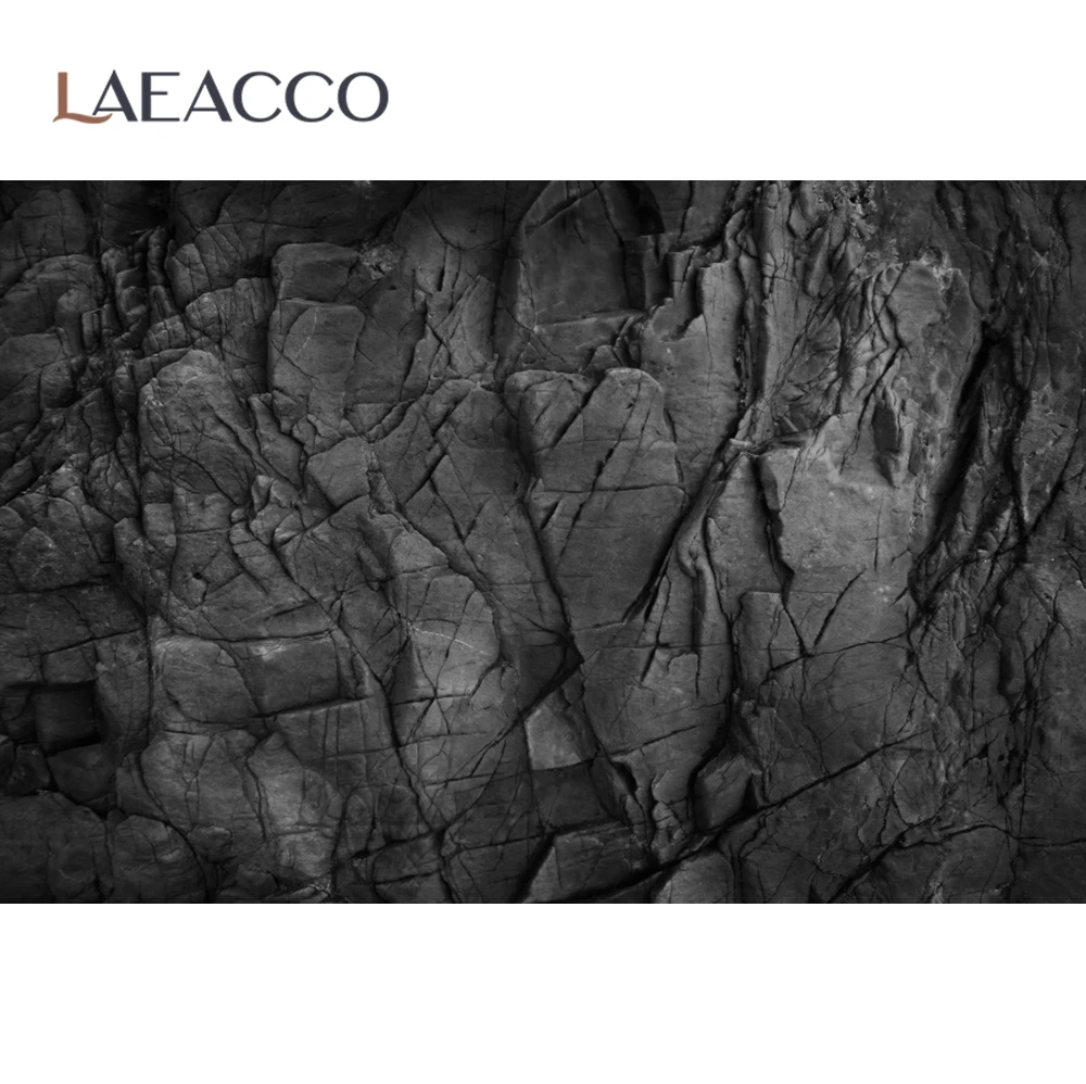 Laeacco Dark Black Carbon Texture Cave Stone Surface Pattern Photo Backgrounds For Photography Backdrop Studio Photocall |
