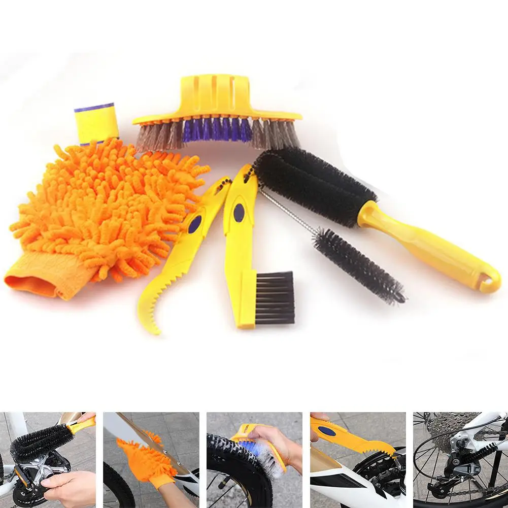 

6Pcs Hose Pipe Crankset Tire Cleaning Brush Set for Road Bicycle/MTB/ATV/BMX